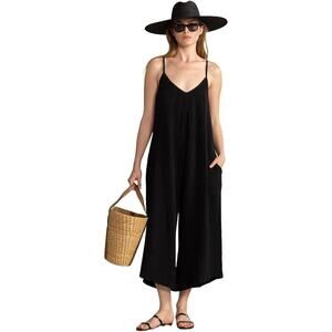 Gottex Beach Life Resort Black Open Back Jumpsuit, Swimsuit Coverup for Women, S